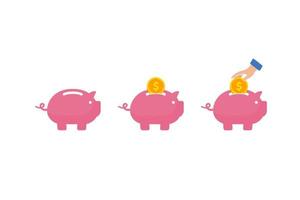 piggy bank vector icon. Saving money in to piggy bank vector icon illustration. Saving money icon symbol design.