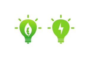 Eco green energy icons signs isolated on bulb shape vector