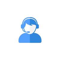Customer support or customer service agent with headset flat vector icon designs