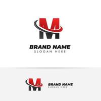 letter M logo symbol with swoosh designs vector