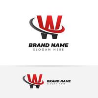 letter W logo symbol with swoosh designs vector