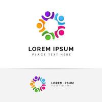 vector de diseño de logotipo de trabajo en equipo y comunidad. Adopción y plantilla de diseño de logotipo de red social.