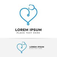 Stethoscope vector icon logo design isolated on heart shape. Health checkup tool vector icon