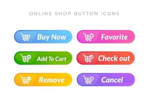 diseño simple del botón comprar ahora. diseño de material de icono de tienda online vector