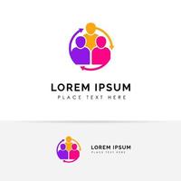 vector de diseño de logotipo de trabajo en equipo y comunidad. Adopción y plantilla de diseño de logotipo de red social.