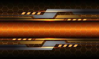 Abstract gold hexagon mesh line light grey metallic geometric cyber shadow orange design modern futuristic technology background vecor vector