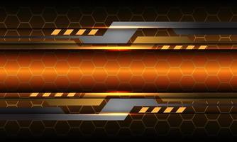 Abstract gold hexagon mesh line light grey metallic geometric cyber shadow orange design modern futuristic technology background vecor vector