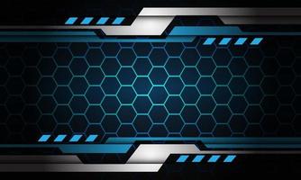 Abstract blue hexagon mesh line light silver geometric cyber shadow design modern futuristic technology background vecor vector