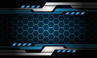 Abstract blue hexagon mesh line light silver geometric cyber shadow design modern futuristic technology background vecor vector