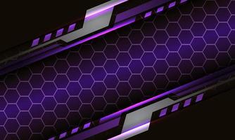 Abstract violet hexagon mesh line light grey metallic geometric cyber shadow orange design modern futuristic technology background vecor vector