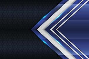 Abstract Modern Shiny Metallic Geometric Arrow Blue with Grey Hexagon Pattern Background vector