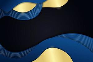 Luxury Background Dynamic Shape Overlapped Elegant Blue with Shiny Golden Line vector