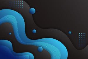 Abstract Geometric Dynamic Composition Overlapped Fluid Shape Gradient Blue with Dark Background vector