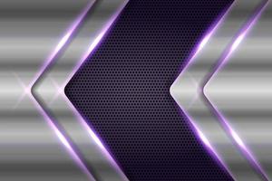 Abstract Modern Shiny Metallic Geometric Arrow Silver with Purple Background vector