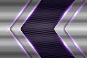 Abstract Modern Shiny Metallic Geometric Arrow Silver with Purple Background vector