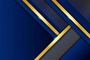 Luxury Background Abstract Diagonal Overlapped Geometric Shiny Gold with Blue Navy vector