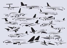 Line-art vector illustrations of airliners