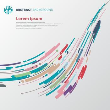 Resumen de estilo moderno con composición de varias líneas de movimiento, curvas de remolino, formas de perspectiva redondeadas de colores. vector