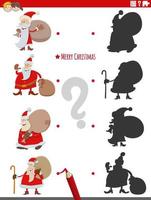 educational shadow game with cartoon Santa Claus characters vector