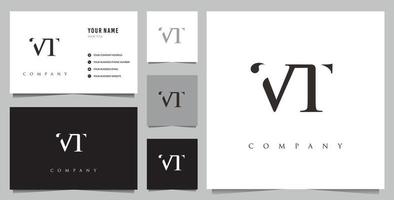 initial VT logo and business card vector