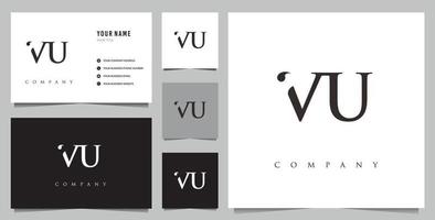 initial VU logo and business card vector