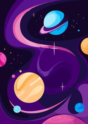 Poster with different planets.