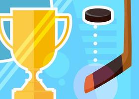 Hockey banner with cup and stick. vector