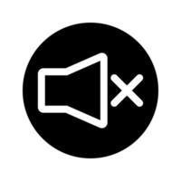 Speaker off, round icon. Mute. Forbidden sound. Glyph icon of a speaker for your web site design, logo, app, UI, webinar, video chat, ect. Vector