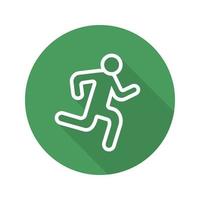 Running man flat linear long shadow icon. Runner. Vector line symbol