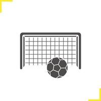 Soccer goal icon. Silhouette symbol. Football gate and ball. Negative space. Vector isolated illustration