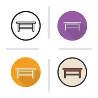 Wooden table icon. Flat design, linear and color styles. Isolated vector illustrations