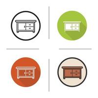 Kitchen counter icon. Flat design, linear and color styles. Isolated vector illustrations