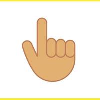 Point up hand gesture color icon. Index finger. Forefinger. Isolated vector illustration