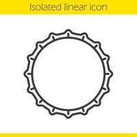 Beer bottle cap linear icon. Thin line illustration. Contour symbol. Vector isolated outline drawing