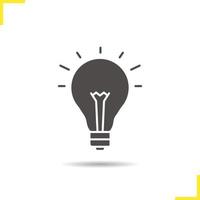 Light bulb icon. Drop shadow silhouette symbol. Good idea. Negative space. Vector isolated illustration