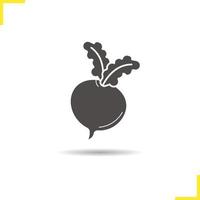 Beet root icon. Drop shadow silhouette symbol. Turnip. Negative space. Vector isolated illustration