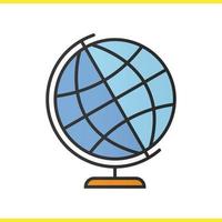 School globe color icon. Earth spherical model. Globus isolated vector illustration