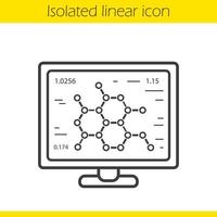 Laboratory computer linear icon. Thin line illustration. Scientific project contour symbol. Vector isolated outline drawing