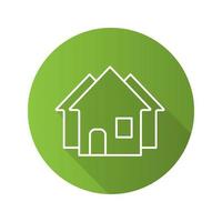 Real estate market. Flat linear long shadow icon. Three houses. Vector line symbol