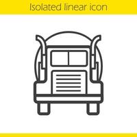 Oil tanker truck linear icon. Thin line illustration. Lorry contour symbol. Vector isolated outline drawing