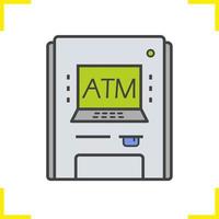 icono de color de la máquina de cajero automático. símbolo del cajero automático del banco. ilustración vectorial aislada vector