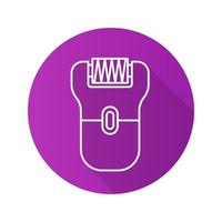 Epilator flat linear long shadow icon. Electric shaver. Vector line symbol