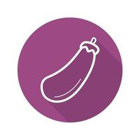 Eggplant flat linear long shadow icon. Aubergine line symbol. Vector