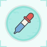 Medical dropper color icon. Pipette with liquid. Isolated vector illustration