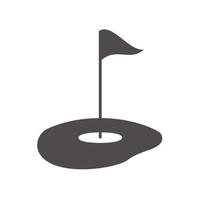 icono de campo de golf. símbolo de silueta. asta de la bandera en el agujero. vector ilustración aislada