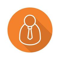 Boss flat linear long shadow icon. Business man in suit and tie. Top manager. Vector line symbol