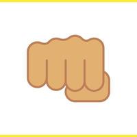 Punch color icon. Squeezed fist. Isolated vector illustration