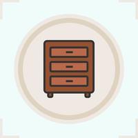 Chest of drawers color icon. Nightstand. Isolated vector illustration