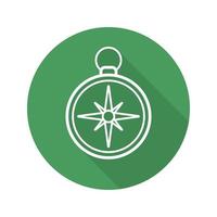 Compass flat linear long shadow icon. Vector line symbol