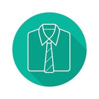 Shirt and tie flat linear long shadow icon. Men's office uniform. Vector line symbol